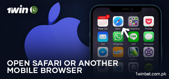Open your browser on your iOS device to download 1Win