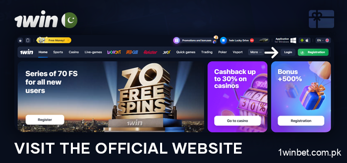To receive the bonus, visit the 1Win casino website
