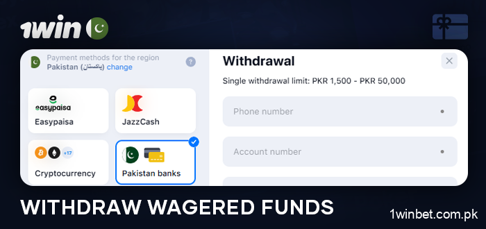 Withdraw winnings after wagering bonus at 1Win Casino Pakistan