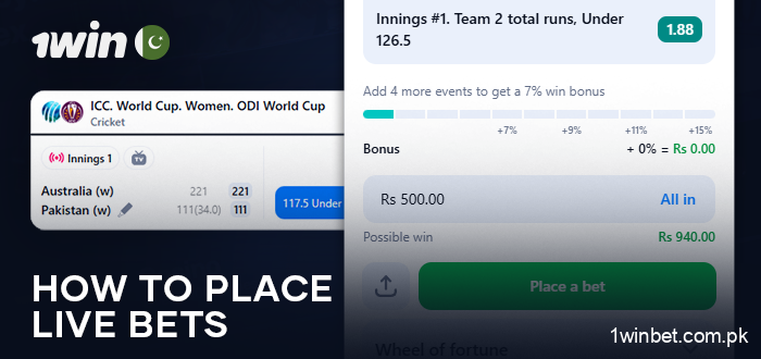 How a Pakistani resident place a live bet on sports at 1Win