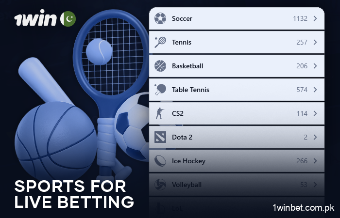 Sports for live betting at 1Win Pakistan - soccer, cricket, hockey, and more