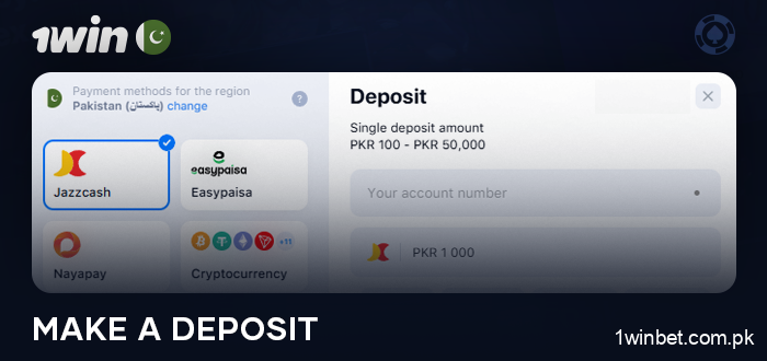 Make a deposit to play at 1Win live casino for real money