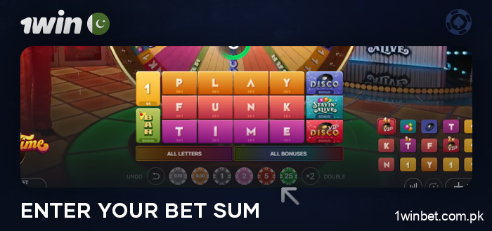 Select the bet amount in 1Win live game