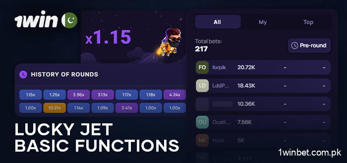 Main features of Lucky Jet at 1Win online casino