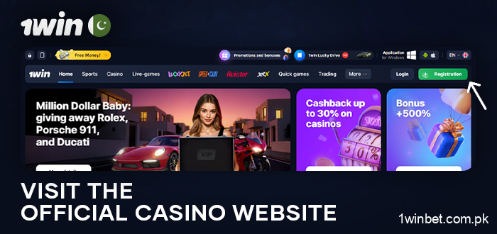 Go to the 1Win website and register