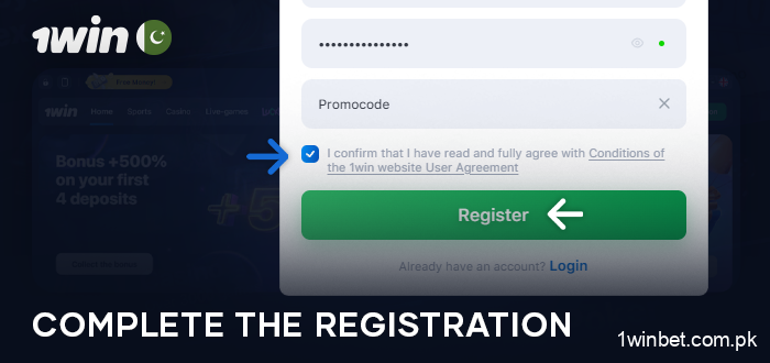 Complete the registration process at 1Win with a promo code