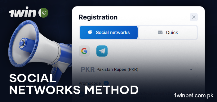 The process of registering via social networks at 1Win Casino