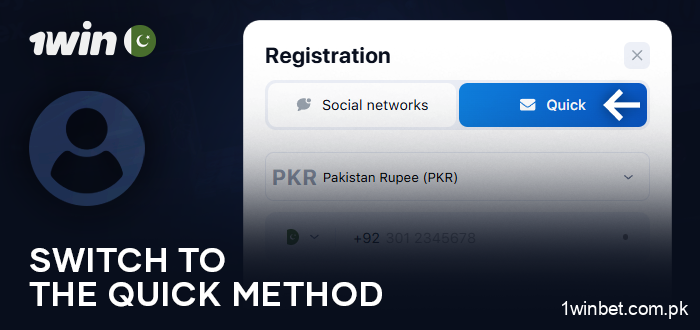 Select the Quick Registration Method on the 1Win Website