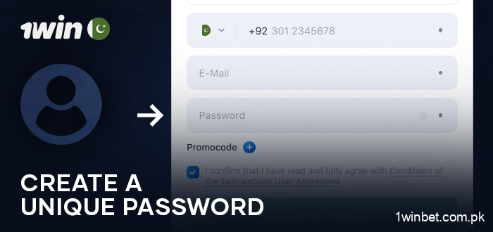 Create a strong password when registering at 1Win