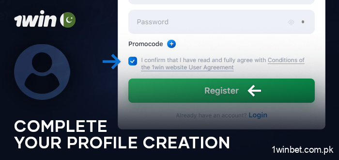 Complete the registration process at 1Win online casino